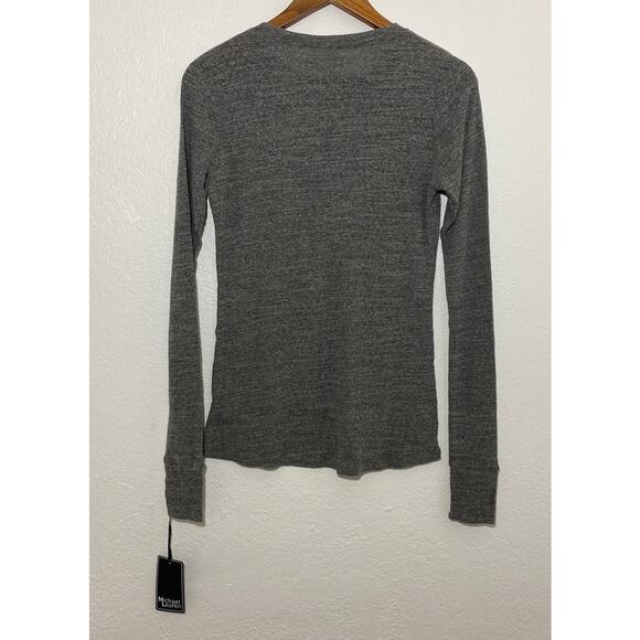NWT Michael Lauren REVOLVE Size L Gray Vance Fitted Ribbed Henley Top Thumbhole - Picture 4 of 8